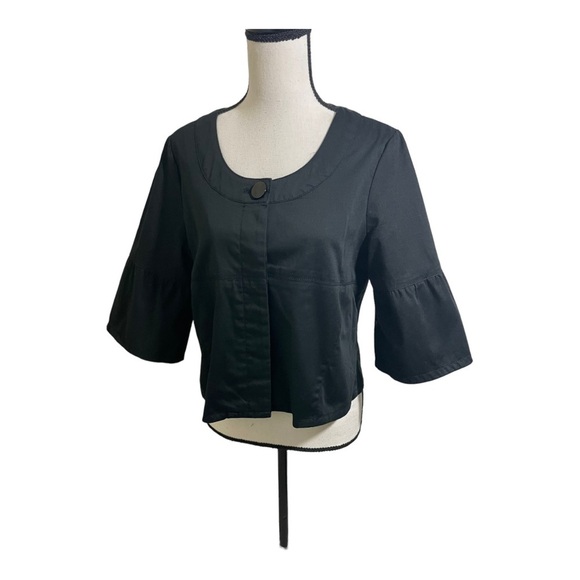 Sandro womens round neckline button down bell style sleeve shirt jacket medium P - Picture 1 of 10